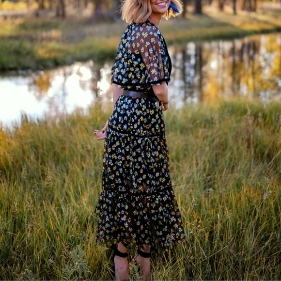 NWOT🌺 Free People Practical Magic Tiered Sheer Black Formal Maxi Dress, - Picture 8 of 10